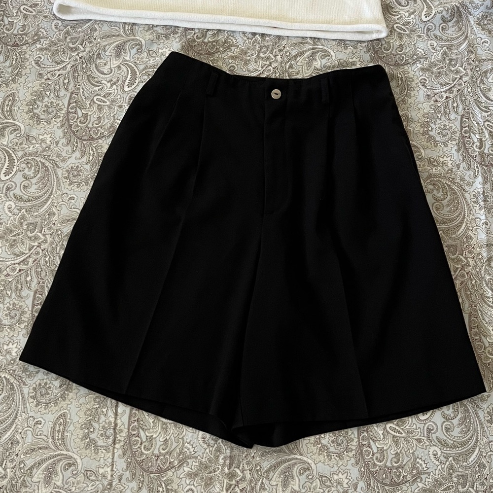Black Bermuda Shorts with Wide-Leg A-Line Design